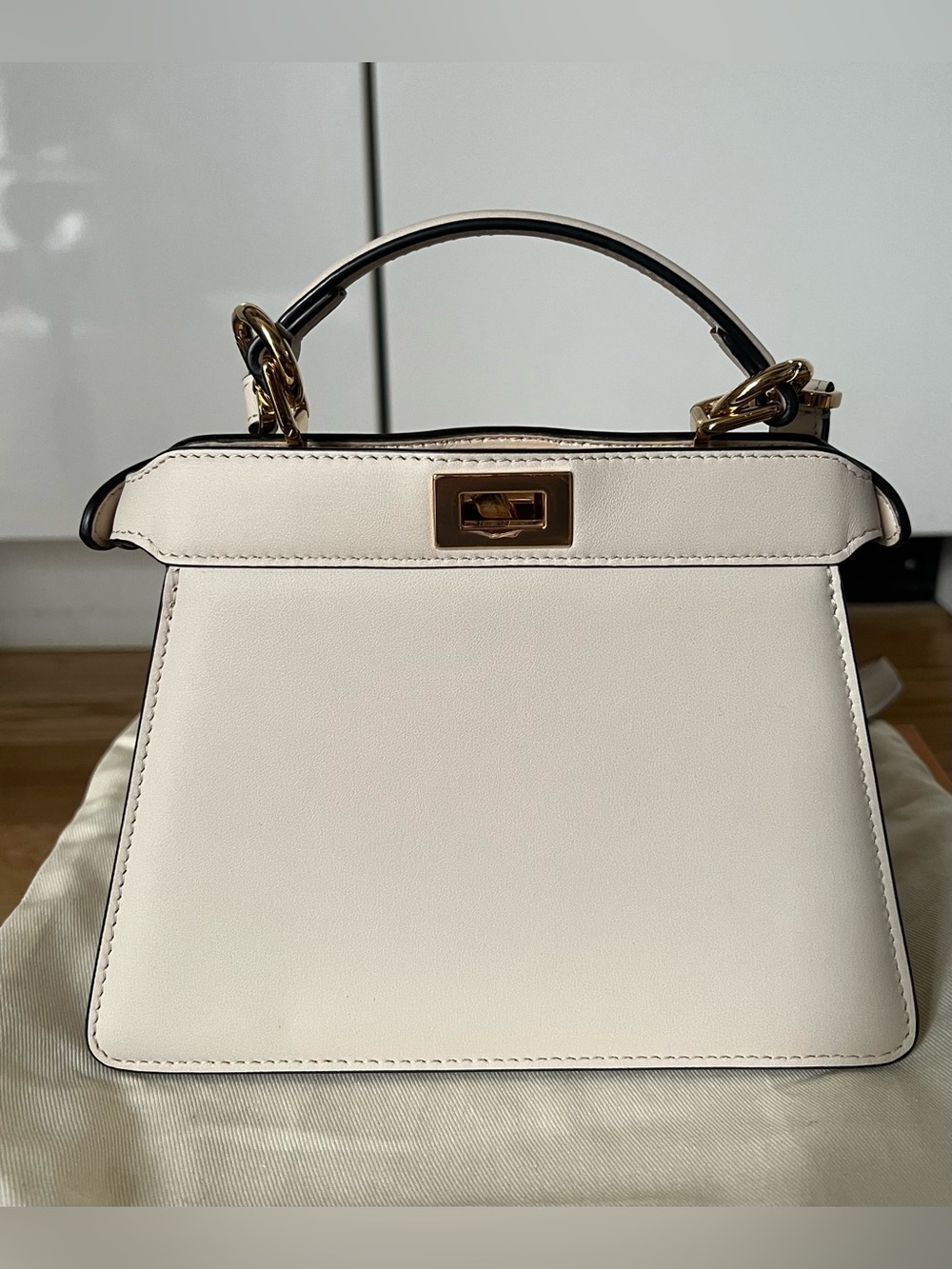 Fendi Cream Embroidered Mini Peekaboo Satchel - Picture 3 of 8